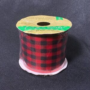 Crafter’s Square Red And Black Checked Craft Ribbon 2.5” x 108”